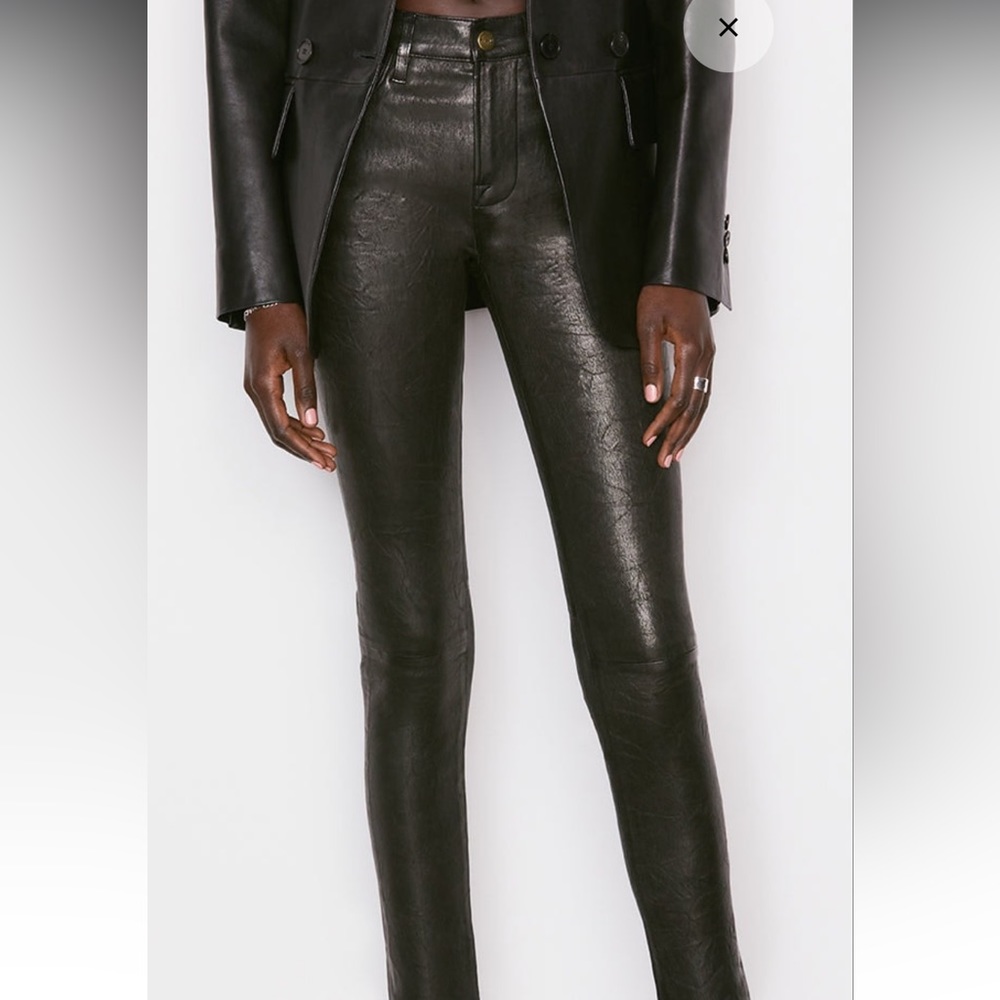 Frame Denim Leather Le High Skinny Pants Black 27